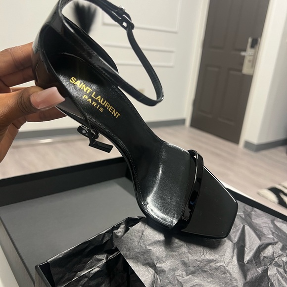 YSL Logo-Heel Sandals with Black Hardware - Picture 2 of 7